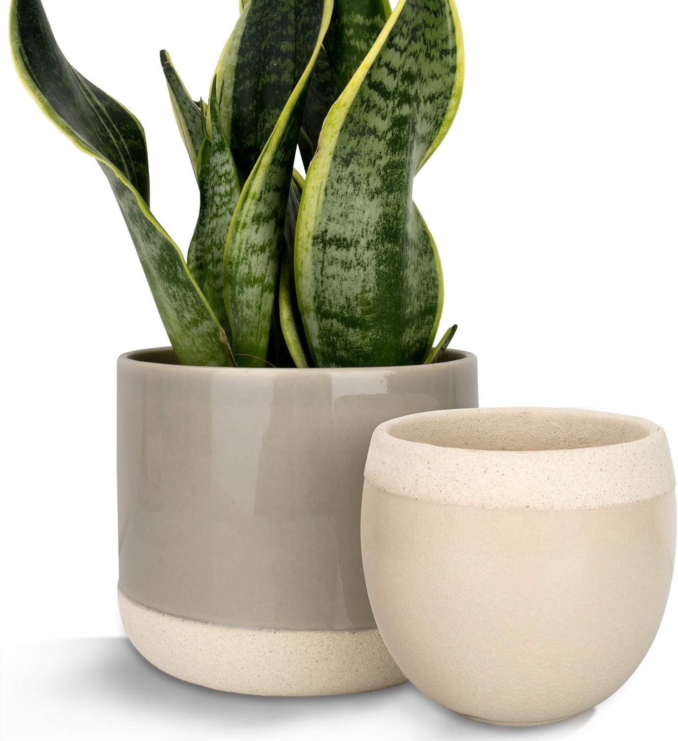 LA JOLIE MUSE Ceramic Flower Plant Pots - 6.5 + 4.9 Inch Indoor Planters, Plant Containers with B... | Amazon (US)