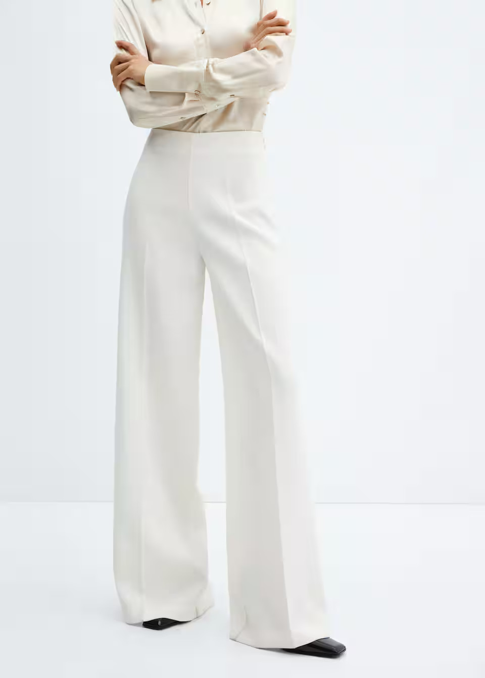 High-waist palazzo trousers -  Women | Mango United Kingdom | MANGO (UK)