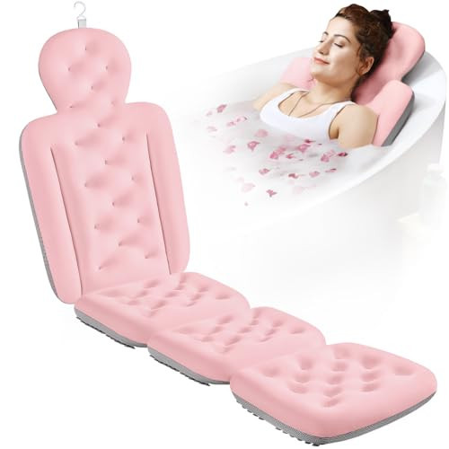Full Body Bath Pillow for Bathtub, Thick Bathtub Cushion, Luxury Tub Pillow for Bath for Headrest Neck and Back Support Pink 60" x 16" | Amazon (US)