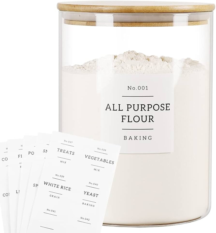 Large Glass Storage Jars With Airtight Bamboo Lid - 100 Fl Oz Thicken Kitchen Glass Food Storage ... | Amazon (US)