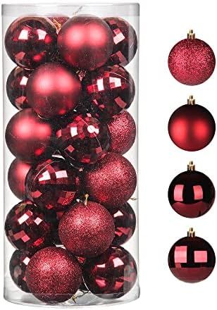 MOONET 24pcs 2.36in Christmas Decoration Balls Shatterproof Color Set Ornaments Balls for Festival W | Amazon (US)