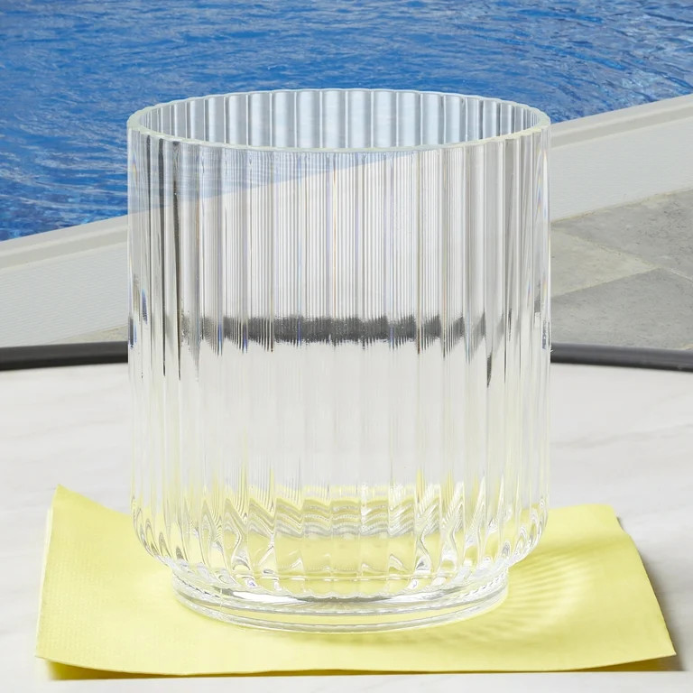 Better Homes & Gardens Acrylic Ribbed Short Tumbler Clear, 15 oz | Walmart (US)