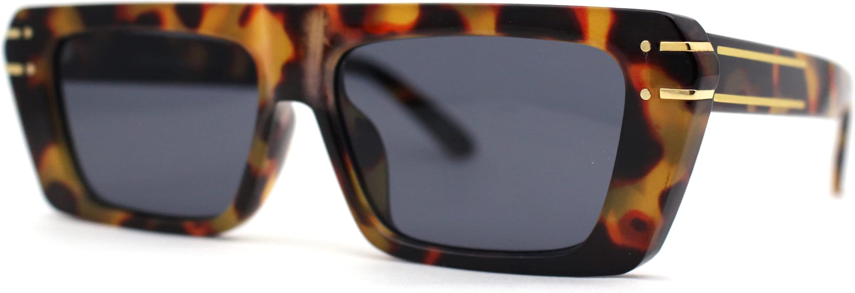 Retro Flat Top Mod Narrow Rectangular Fashion Sunglasses | Amazon (US)