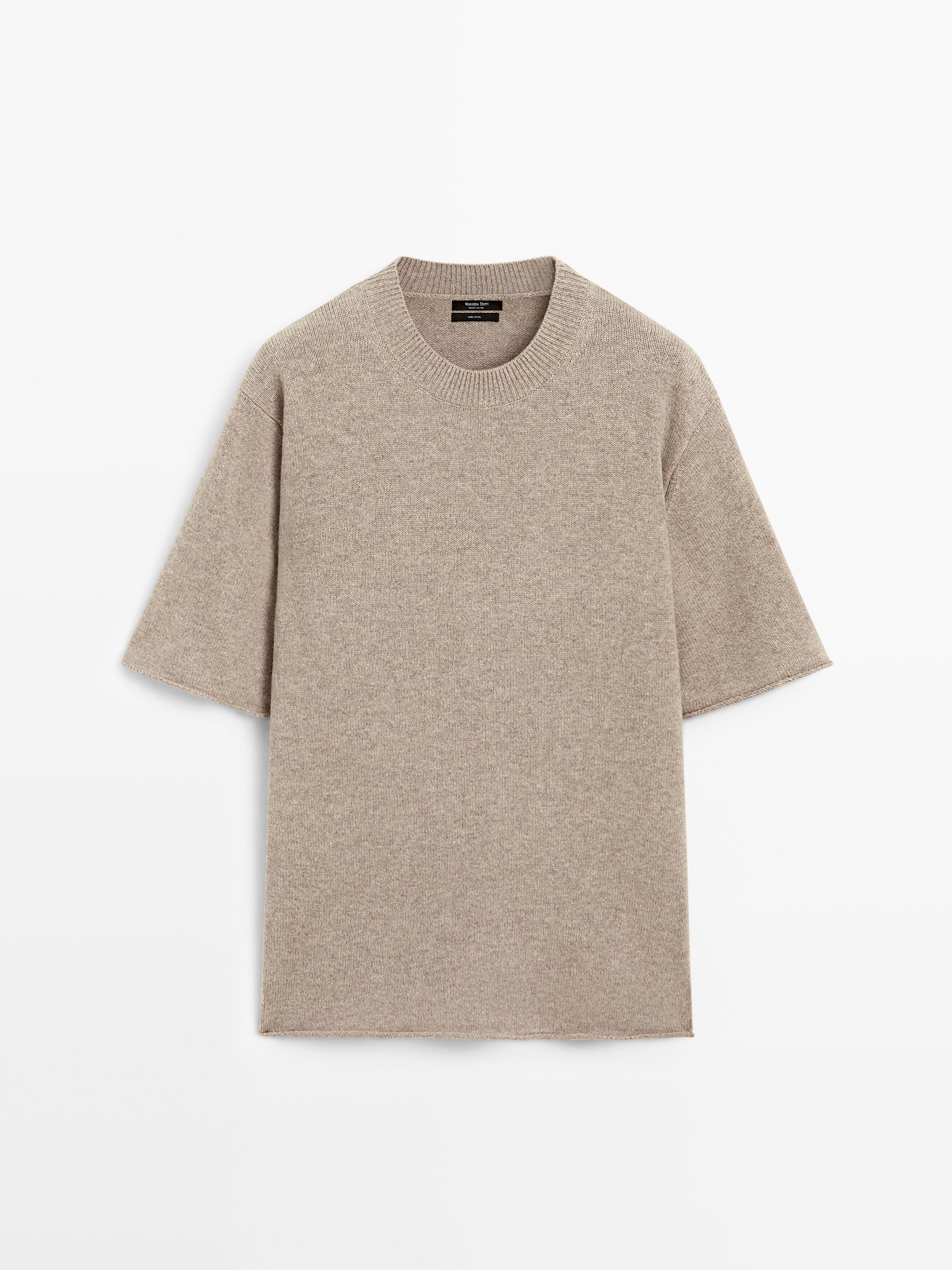 Oversize wool sweater with short sleeves | Massimo Dutti US