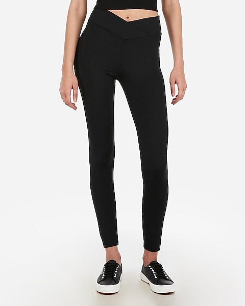 high waisted v waistband compression leggings | Express