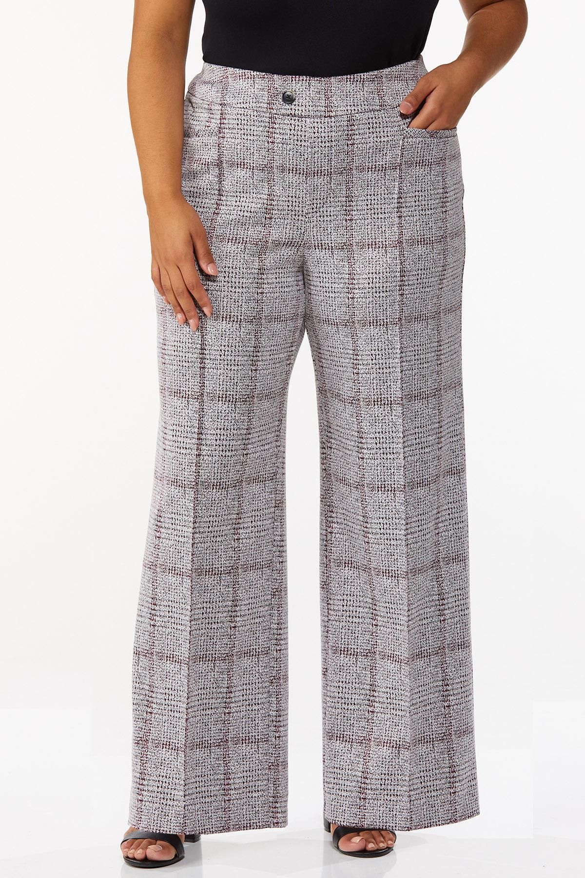 Plus Size Brushed Plaid Trouser Pants | Cato Fashions
