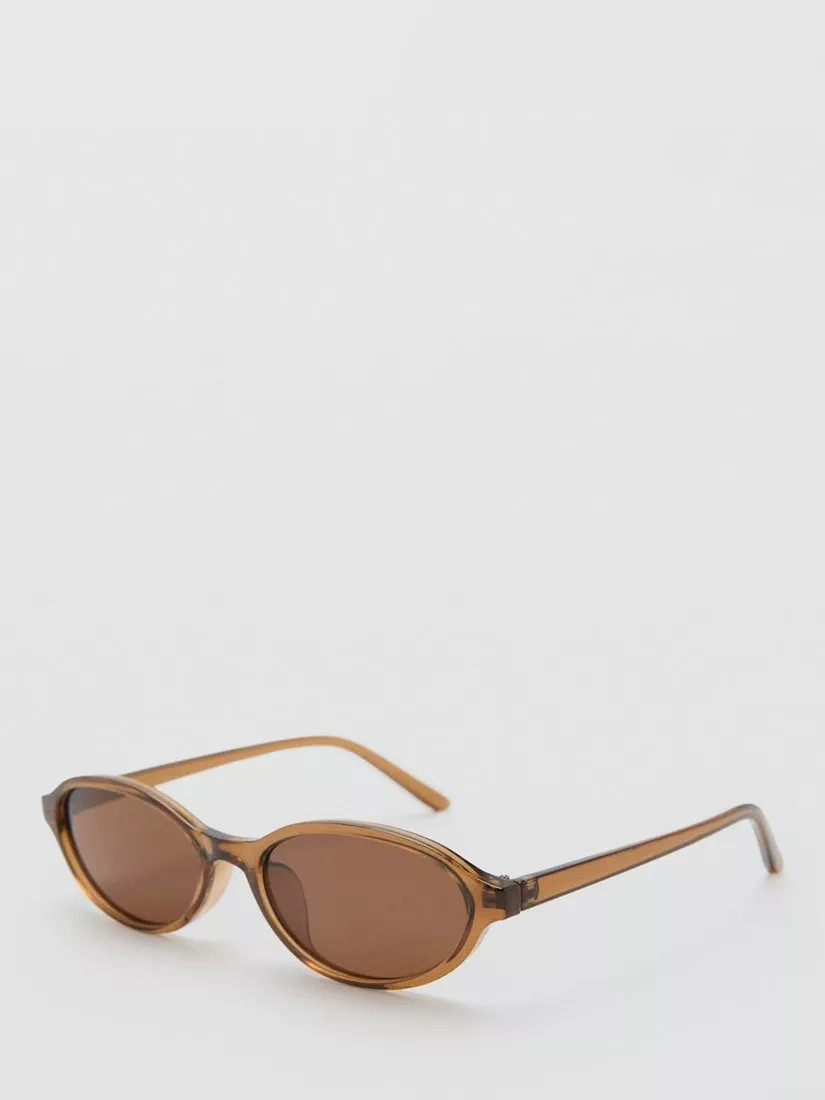 Mango Slim Oval Sunglasses, Brown | John Lewis (UK)