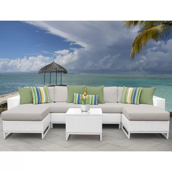 Menifee 7 Piece Rattan Sectional Seating Group with Cushions | Wayfair North America