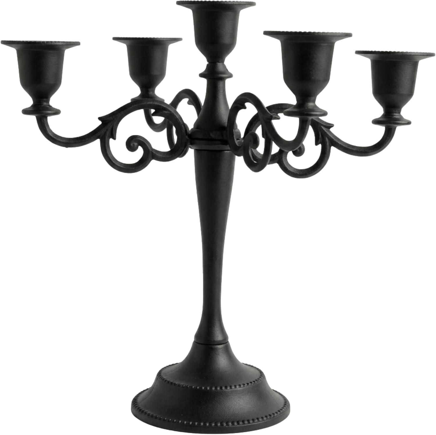 5 Arm Matte Black Candelabra Taper Candle Holders Decorations Indoor Kitchen Décor Table Candles Candlestick Candelabra Centerpiece Gothic Home Decor Wedding 10 Inch Tall | Amazon (US)