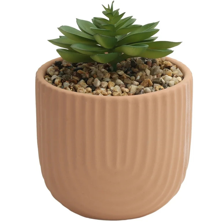 Home Decor Collection Indoor Arched Designed Terracotta 6.4" Pot with Faux Succulent Tabletop Dé... | Walmart (US)