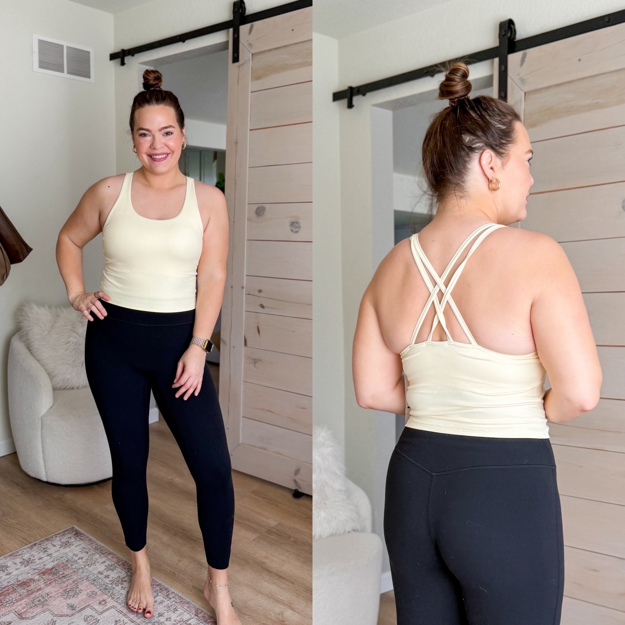 Wearing size large in the workout tank and medium in leggings

#LTKActive #LTKMidsize #LTKselfcare