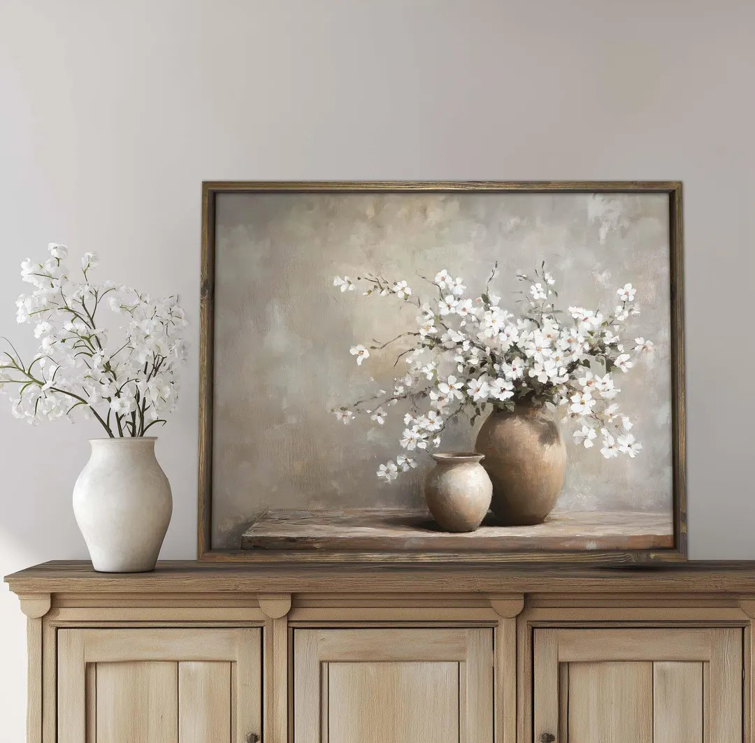 White Florals Framed Art Paper Print Wall Art Simply Inspired Design Co Original Modern Tradition... | Etsy (US)