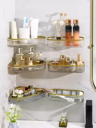 1pc PET-opbergrek, modern helder ponsvrij badkamerhoekopbergrek voor badkamer | SHEIN