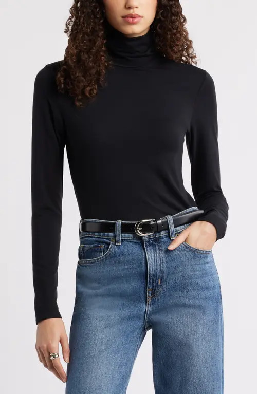 Nordstrom Turtleneck Knit Top in Black at Nordstrom, Size X-Large | Nordstrom