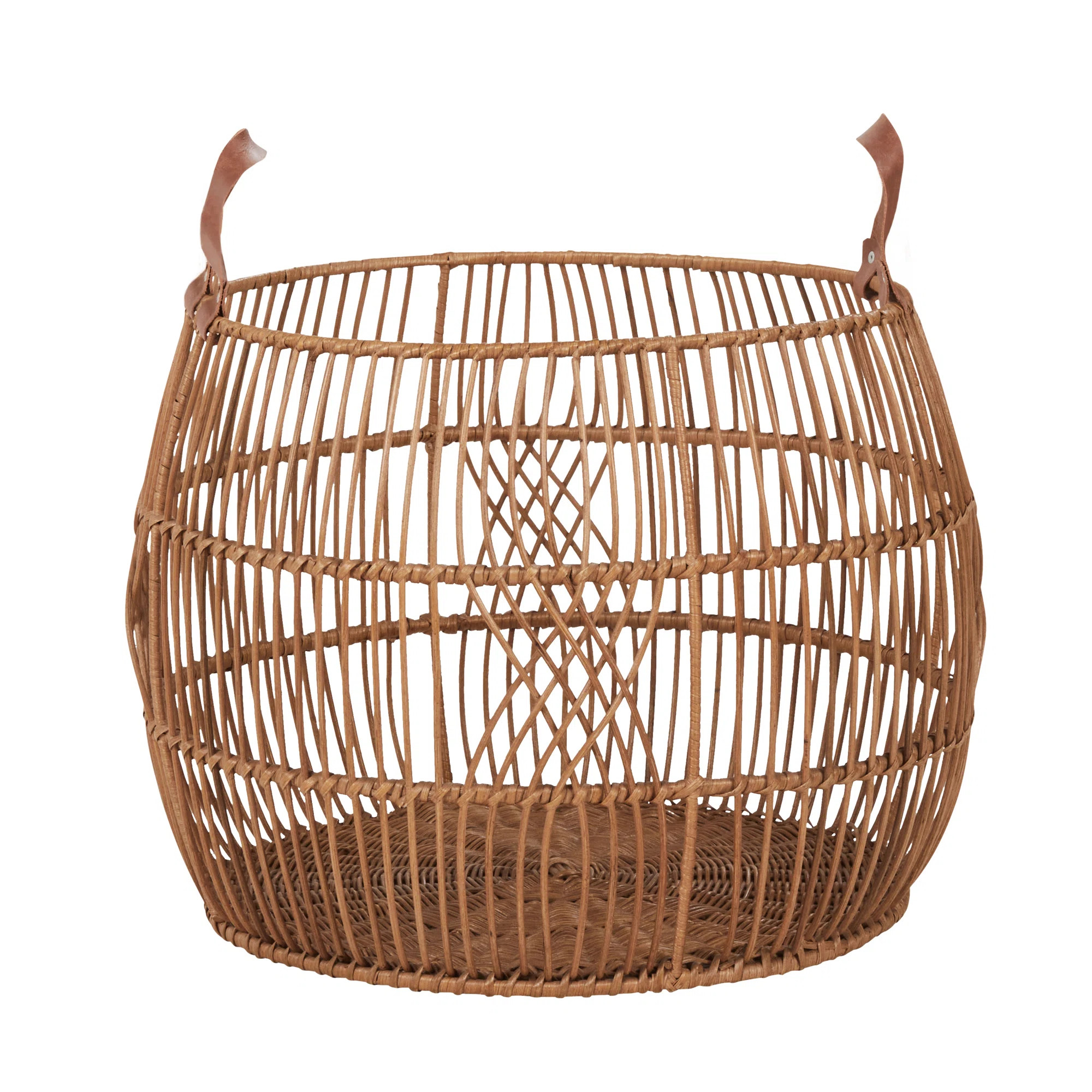 Sumatra Rattan Floor Storage Basket In Black | Perigold