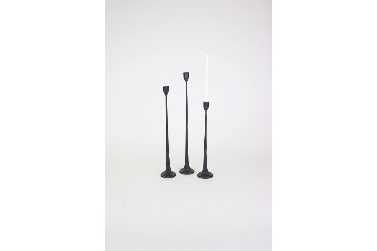 Set of Three Tall Cast Iron Taper Candle Holders | Ashley