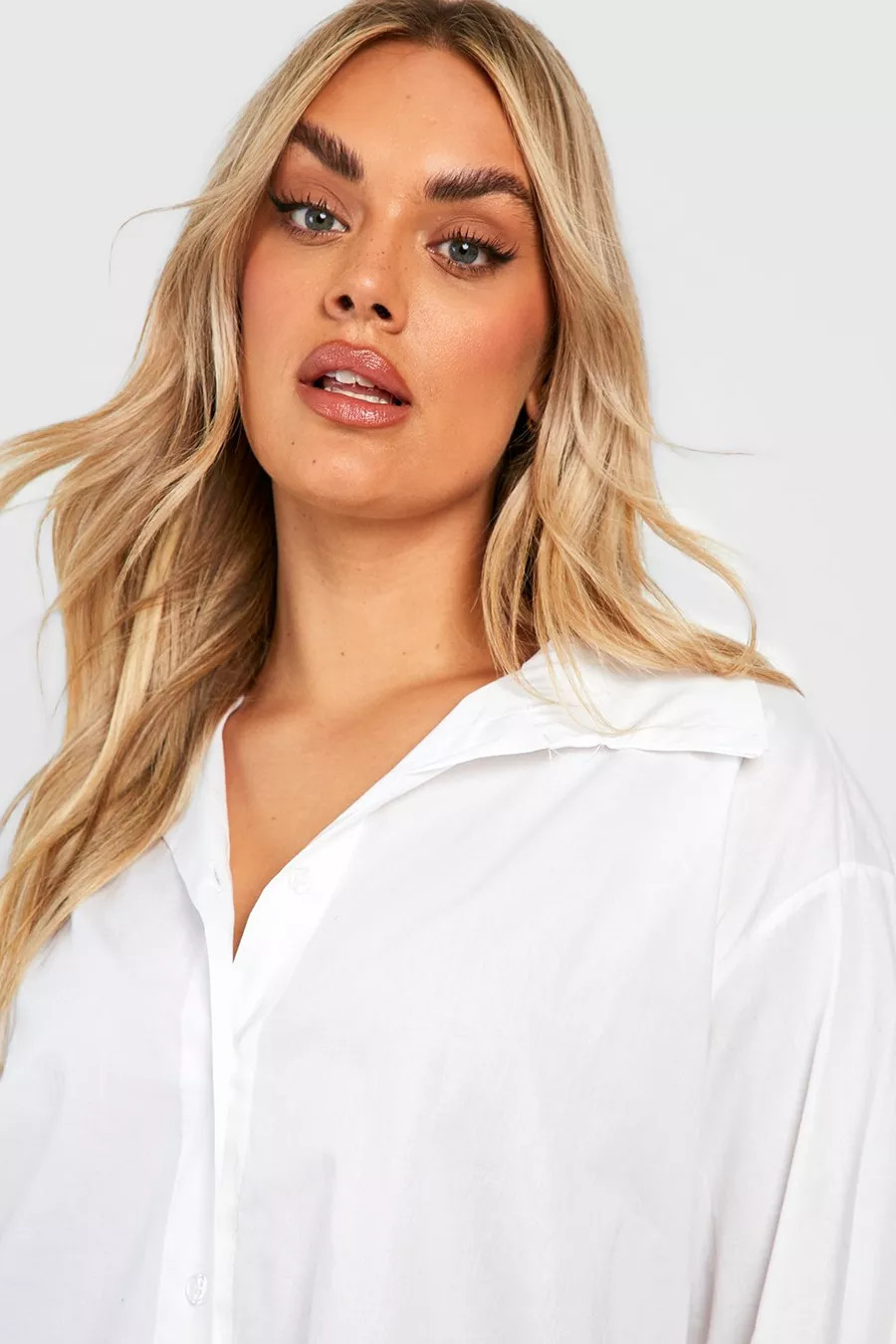 Plus Poplin Oversized Longline Shirt Dress | Boohoo.com (US & CA)