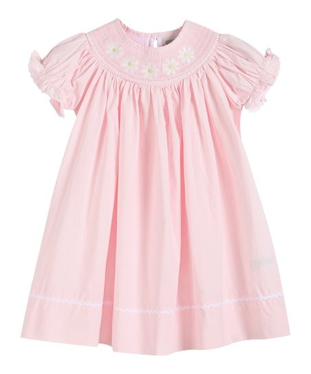 Lil Cactus Light Pink Daisy Smocked Bishop Dress - Infant, Toddler & Girls | Zulily