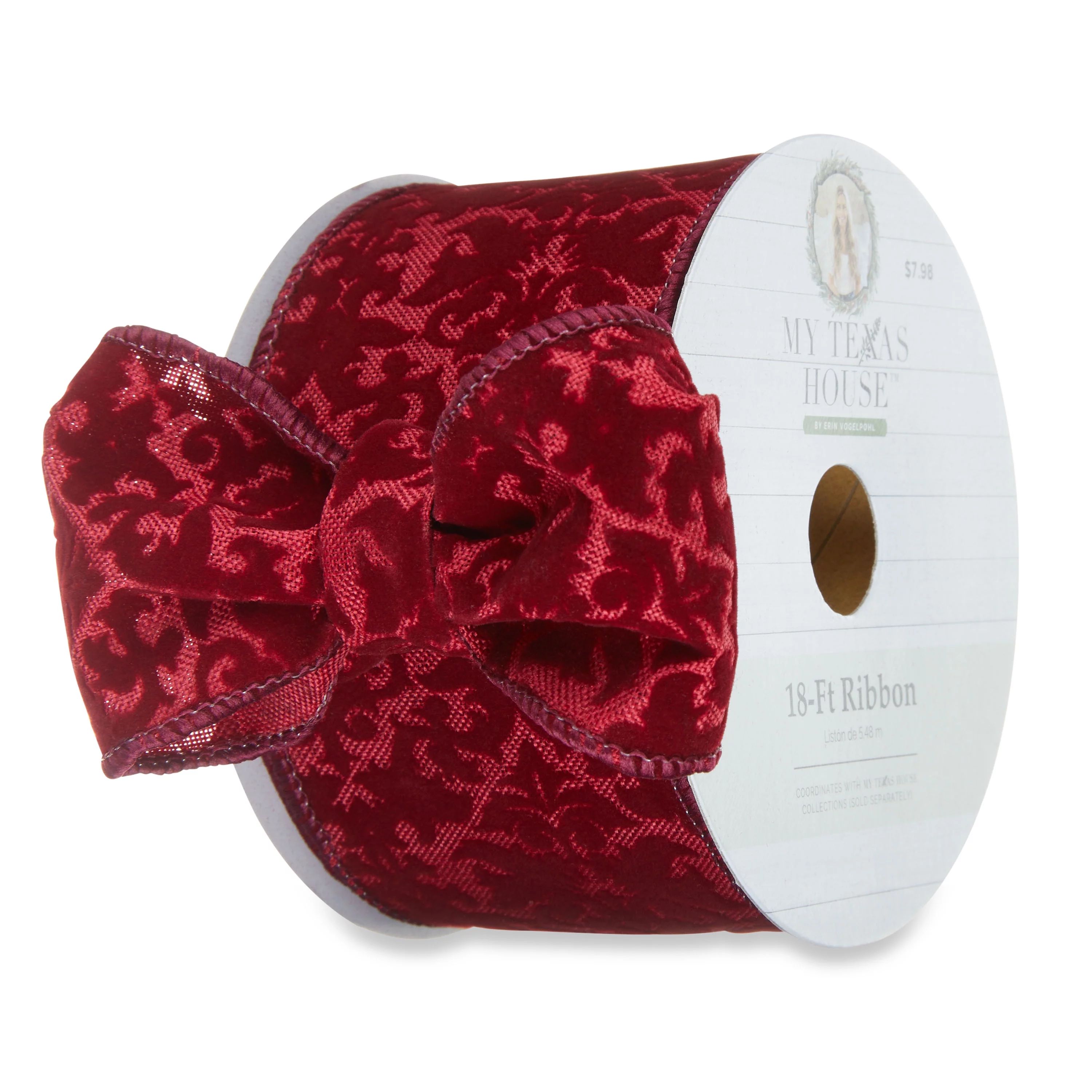 My Texas House Burgundy Velvet Ribbon, 18‘ | Walmart (US)