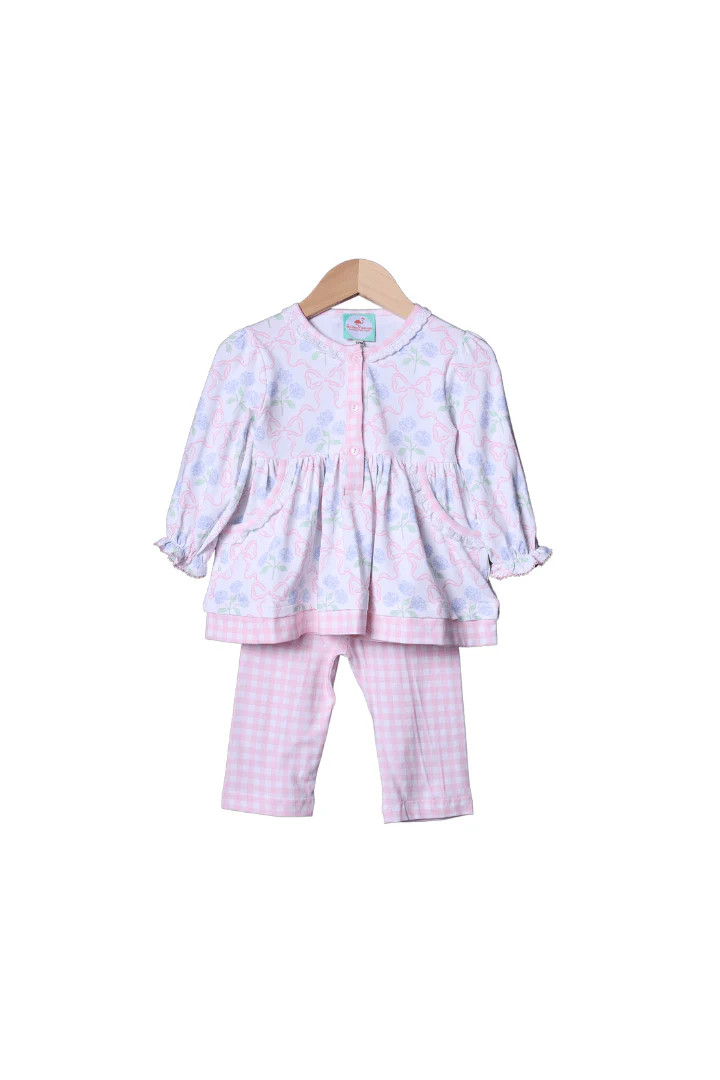 Floral and Pink Gingham Swing Pant Set | The Smocked Flamingo