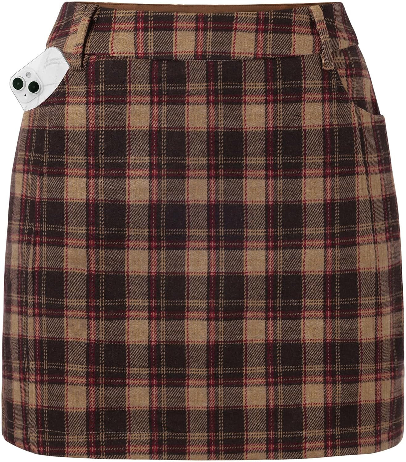 Women Plaid Mini Skirts with Shorts, High Waist Pencil Skort with Pockets | Amazon (US)
