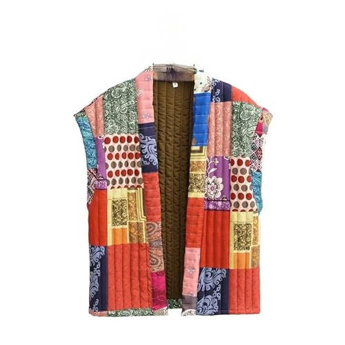 Women’s Colorblock Streetwear Vest Boho Grunge Sleeveless Puffer Jacket Quilted Outerwear Aesthetic Cropped Waistcoat (Medium,Floral) | Amazon (US)