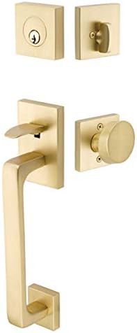 Emtek 4820 Baden Single Cylinder Keyed Entry Round Knob Brass Modern Handleset, Satin Brass Finis... | Amazon (US)
