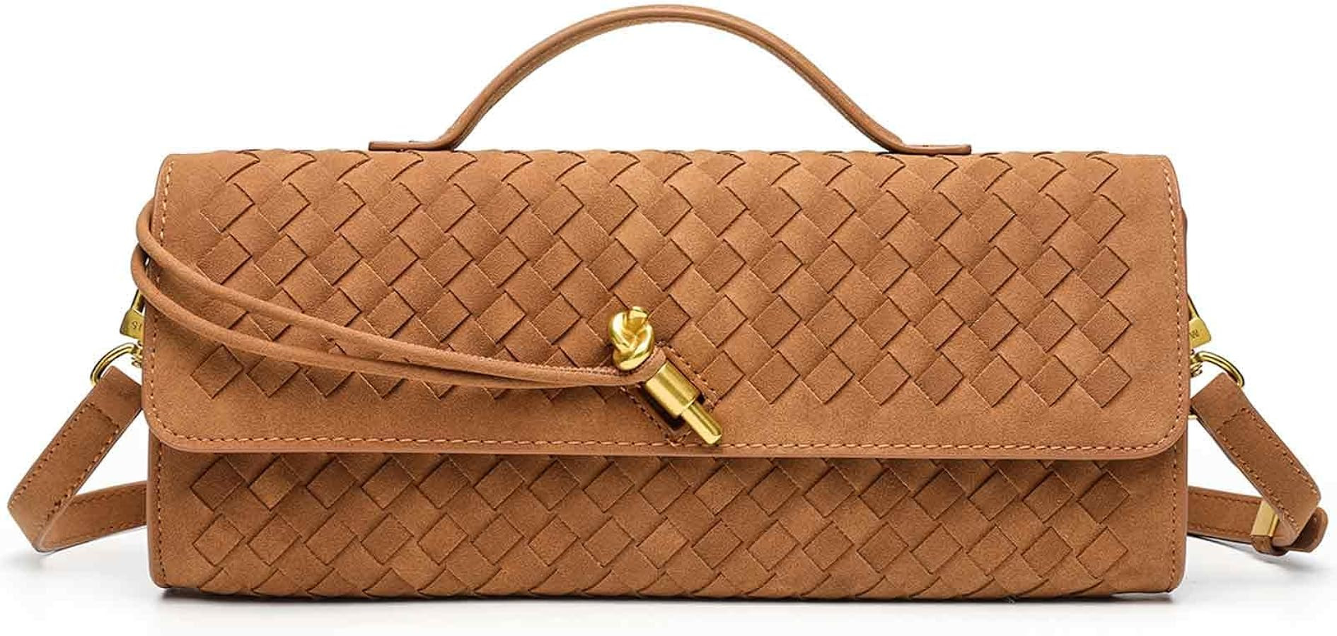 Suede Woven Purse for Women Evening Clutch Purse Woven Shoudler Bag Crossbody Satchel with Metal ... | Amazon (US)