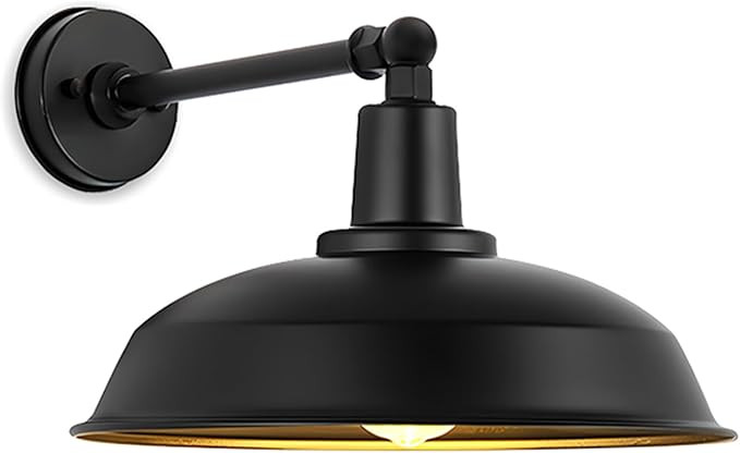 15-inch Large Black Outdoor gooseneck barn Light, Classic Farmhouse Wall-Mounted barn gooseneck L... | Amazon (US)