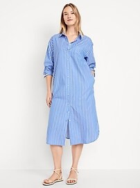 Striped Midi Shirt Dress | Old Navy (US)