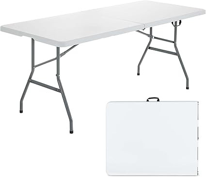 Goplus Folding Tables, 6ft Foldable Plastic Card Table, Portable Heavy Duty Fold Up Table w/Handl... | Amazon (US)