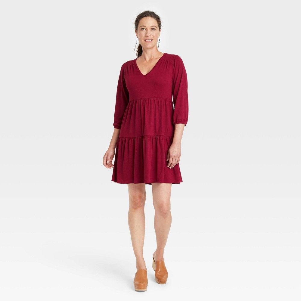 Women's 3/4 Sleeve Dress - Knox Rose Red M | Target