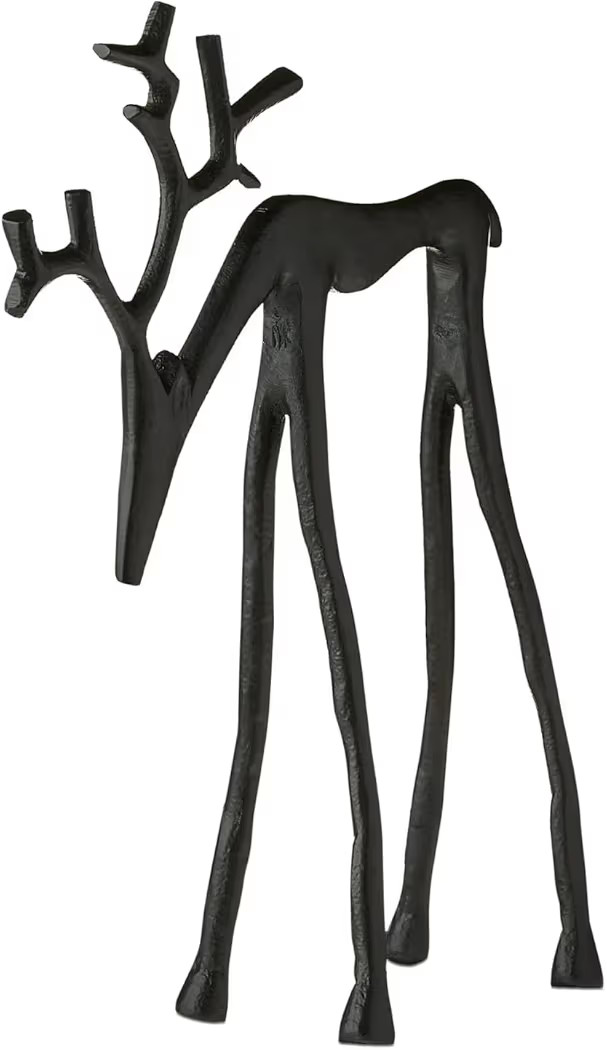 2 Pcs Black Reindeer Statues Christmas Decor Imitation Metal Reindeer Black Finish European-Style Modern Reindeers Christmas Tabletop Decoration for Mantel Living Room Bedroom Home Decor (Resin B) | Amazon (US)