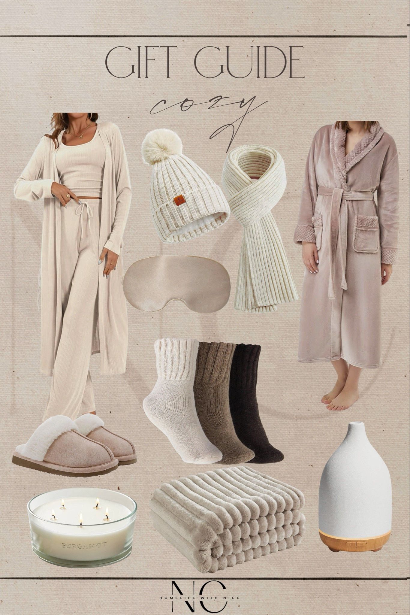 A gift guide for all things cozy! From bathrobes to oil diffusers to blankets! These come in lots of different colors to fit any style! Give the gift of comfort! 
#giftguide #amazongiftguide #giftguidecozy 

#LTKHome #LTKGiftGuide #LTKHoliday