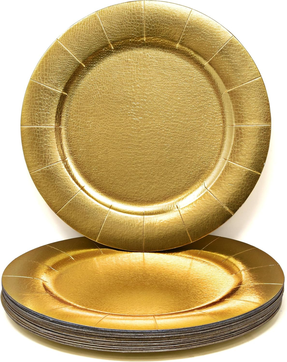 Gift Boutique 24 Disposable Gold Round Charger Plates 13 Dinner Table Serving Tray Heavy Duty Reu... | Amazon (US)