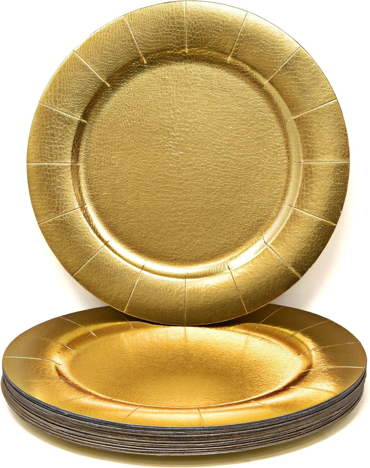 Gift Boutique 24 Disposable Gold Round Charger Plates 13 Dinner Table Serving Tray Heavy Duty Reu... | Amazon (US)