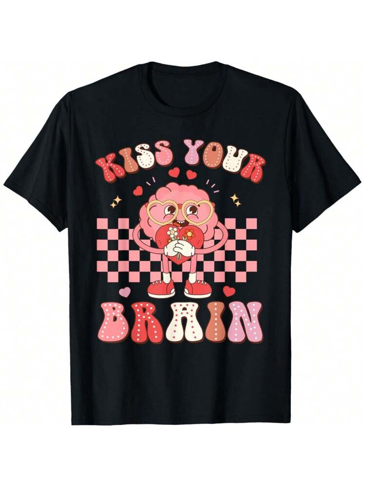 Kiss Your Brain Teacher Valentines Day Men Women Valentine T-Shirt | SHEIN