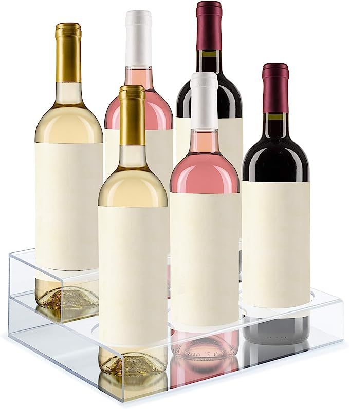 Acrylic Bottle Holder | Wine Display Riser | 6 Bottles, 2 Tier Rack | Bar Counter-Top Display Sta... | Amazon (US)