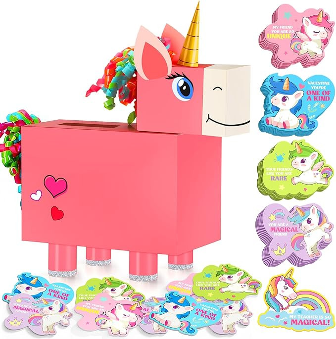 Unicorn Valentines Day Box and Cards for Kids School, Valentines Day Cards Gifts for Kids Classro... | Amazon (US)