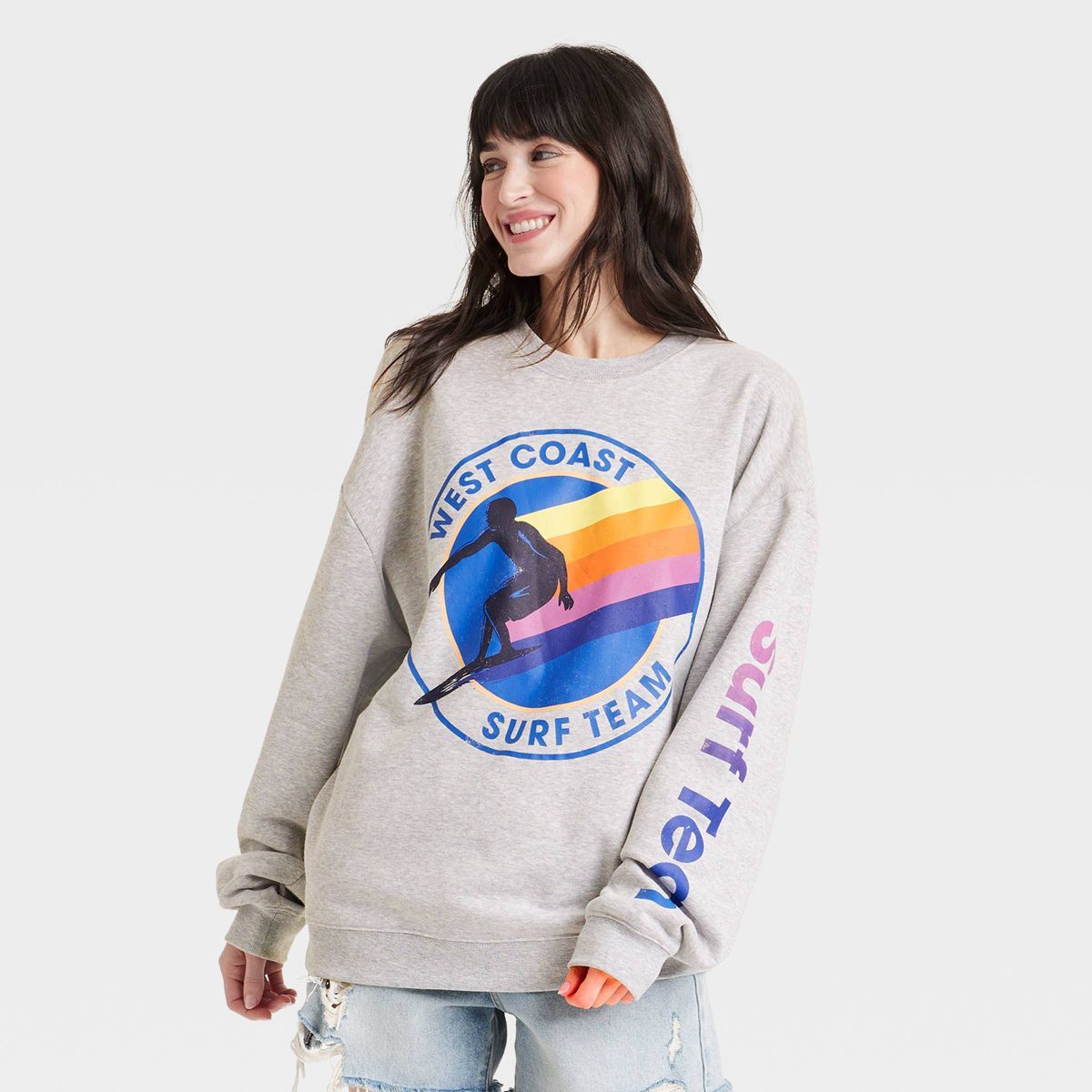 Women's West Coast Surf Team Graphic Sweatshirt - Gray | Target