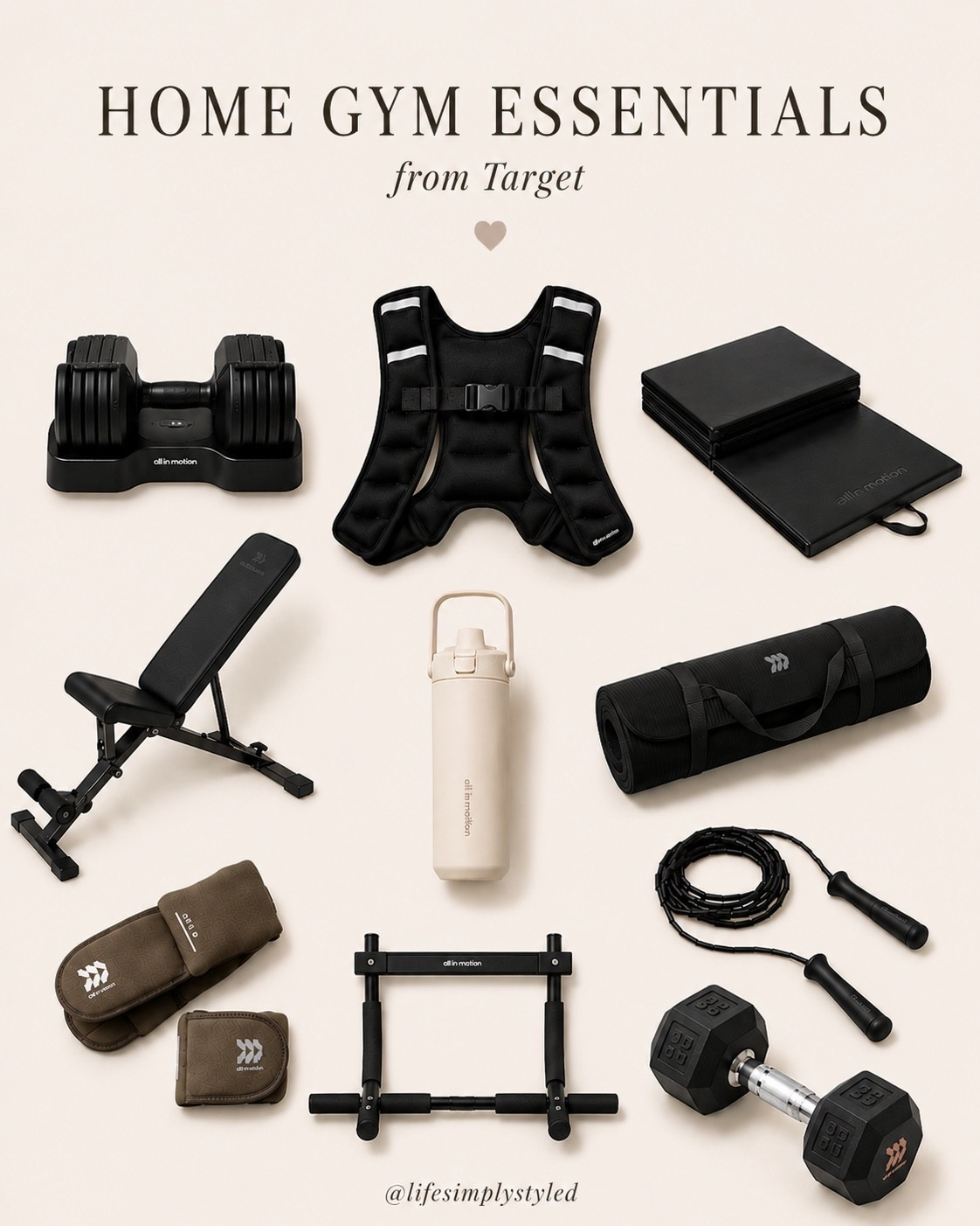 Target home gym essentials 🤍

Functional pieces that make creating a simple, elevated workout space feel a little easier 🙌🏼

#targetfinds #allinmotion #homegym #wellnessfinds #targetstyle #gymessentials #simplestyle #neutralhome #wellnessjourney #targethome

#LTKHome #LTKfitnessgoals #LTKselfcare