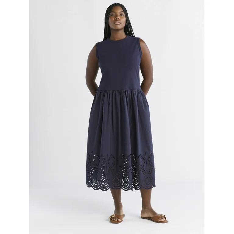 Free Assembly Women's and Women's Plus Sleeveless Mixy Midi Dress, Sizes XS-4X - Walmart.com | Walmart (US)