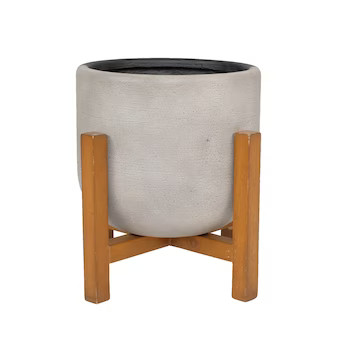 Origin 21 Plant Stands 14.5-in H x 8.5-in W Light Cement Indoor/Outdoor Round Wood Plant Stand | Lowe's
