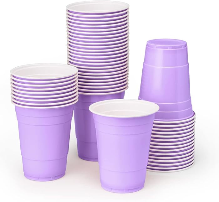xo, Fetti Party Decorations Lavender Plastic Cups - 50 Purple Matte 16 oz Disposable Cups | Bache... | Amazon (US)