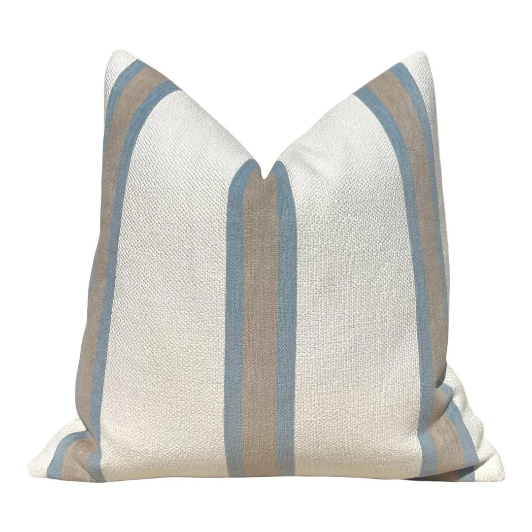 Thibaut Abito Stripe Woven Pillow in Powder Blue, Designer Decorative Throw Pillow, Coastal Geome... | Etsy (US)