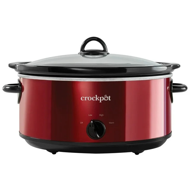 Crockpot 7-Quart Manual Slow Cooker, Red Stainless Steel | Walmart (US)