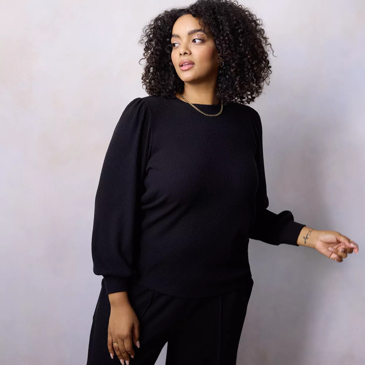 Plus Size LC Lauren Conrad High-Cuff Crewneck Top | Kohl's