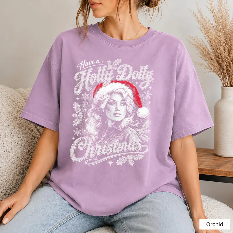 Dolly Parton Christmas Tee, Holly Dolly Holiday Shirt, Vintage Country Singer Sweatshirt, Dolly P... | Etsy (Global)