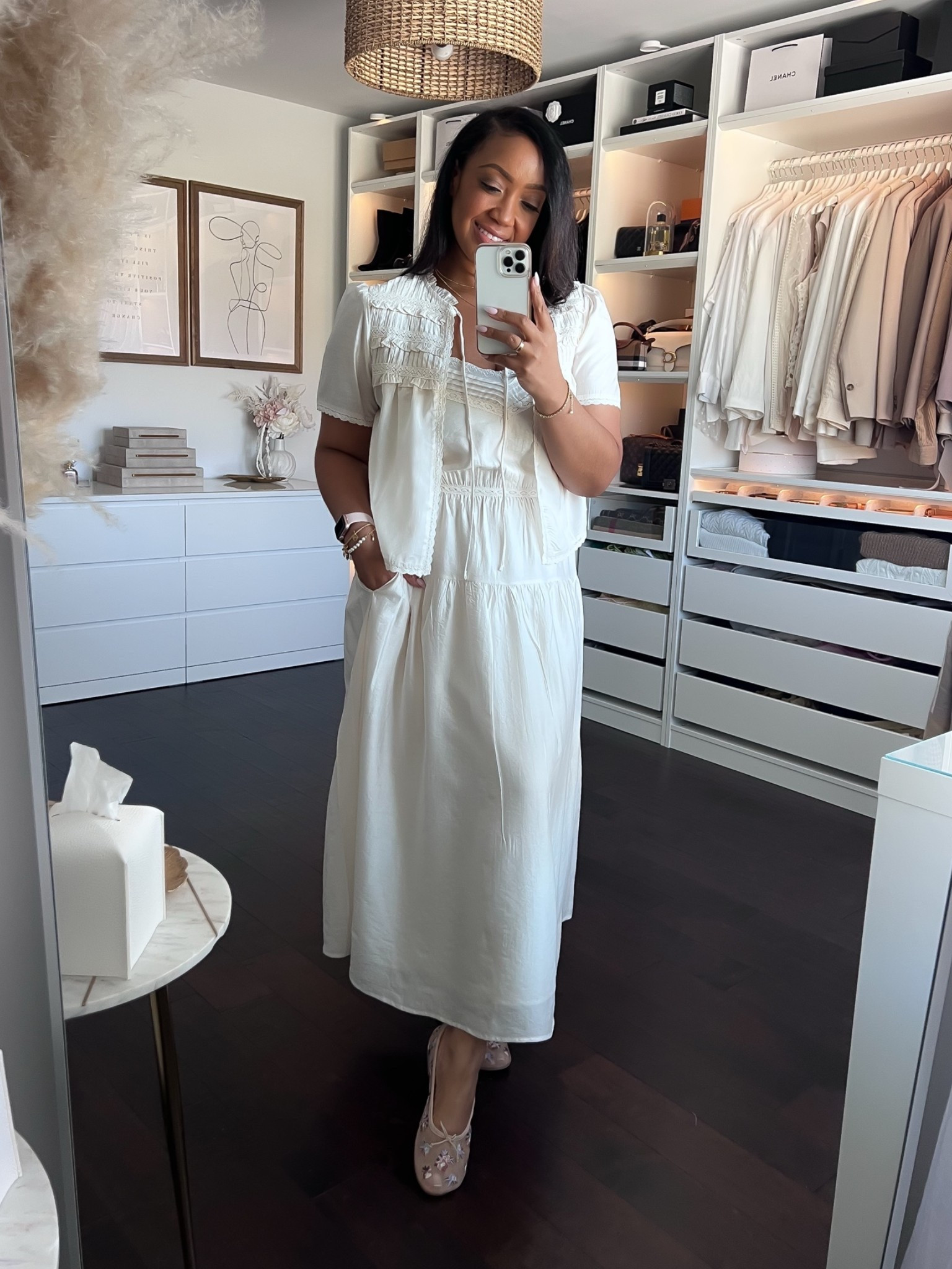 Loved this dress and top from my latest Walmart Haul! It’s so light and flowy! They both run TTS and I’m wearing a Large in both. Paired with these super cute floral mesh flats and I love it! Be sure to size down in these! I’m a true 9.5 and the 9 fit perfect.