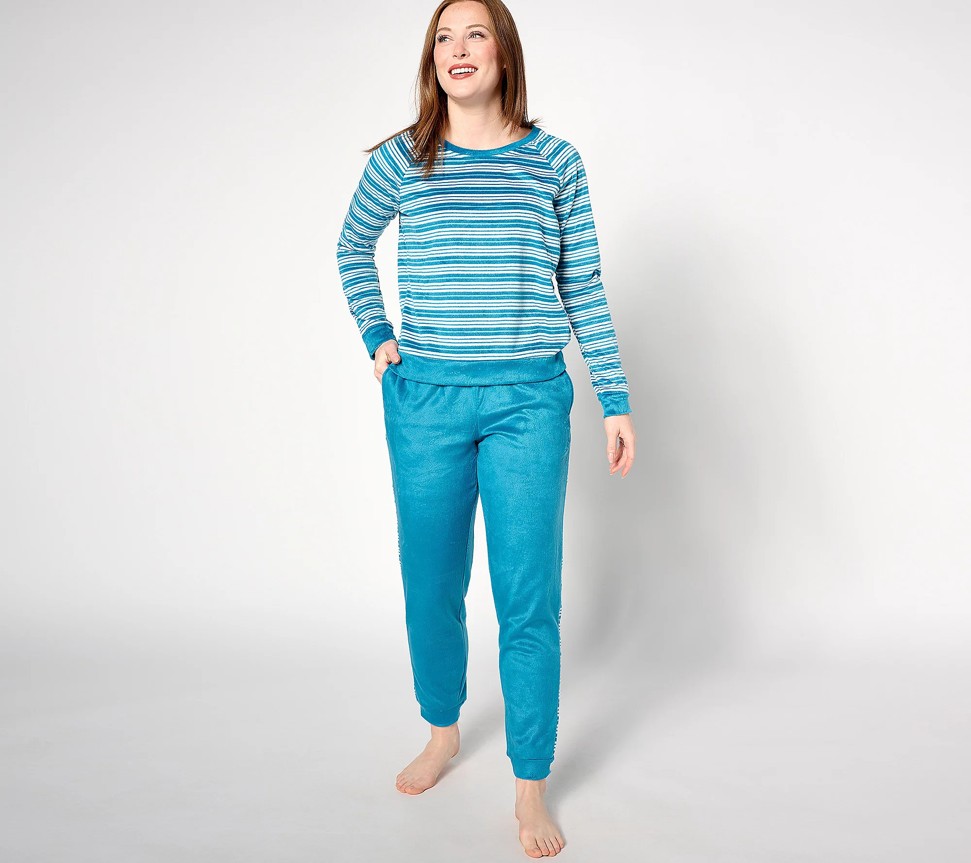 As Is MUK LUKS Petite Minky Fleece Likely toLounge Set | QVC